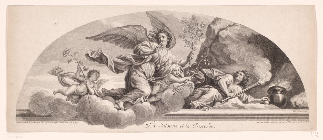 Allegorisk fremstilling med sjalusi og uenighet La Jalousie et la Discorde (tittel på objekt) av Jean Audran