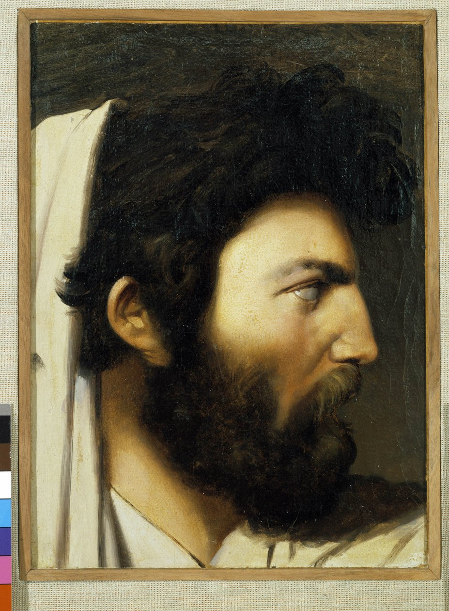 Portrett av en profilert mann. Anonymt maleri. Musee Granet, Aix en provence av Jean Auguste Dominique (after) Ingres