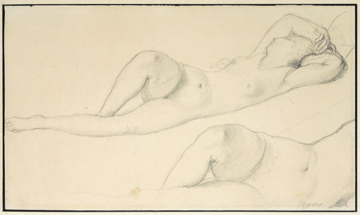 En liggende naken kvinne, av Jean Auguste Dominique Ingres