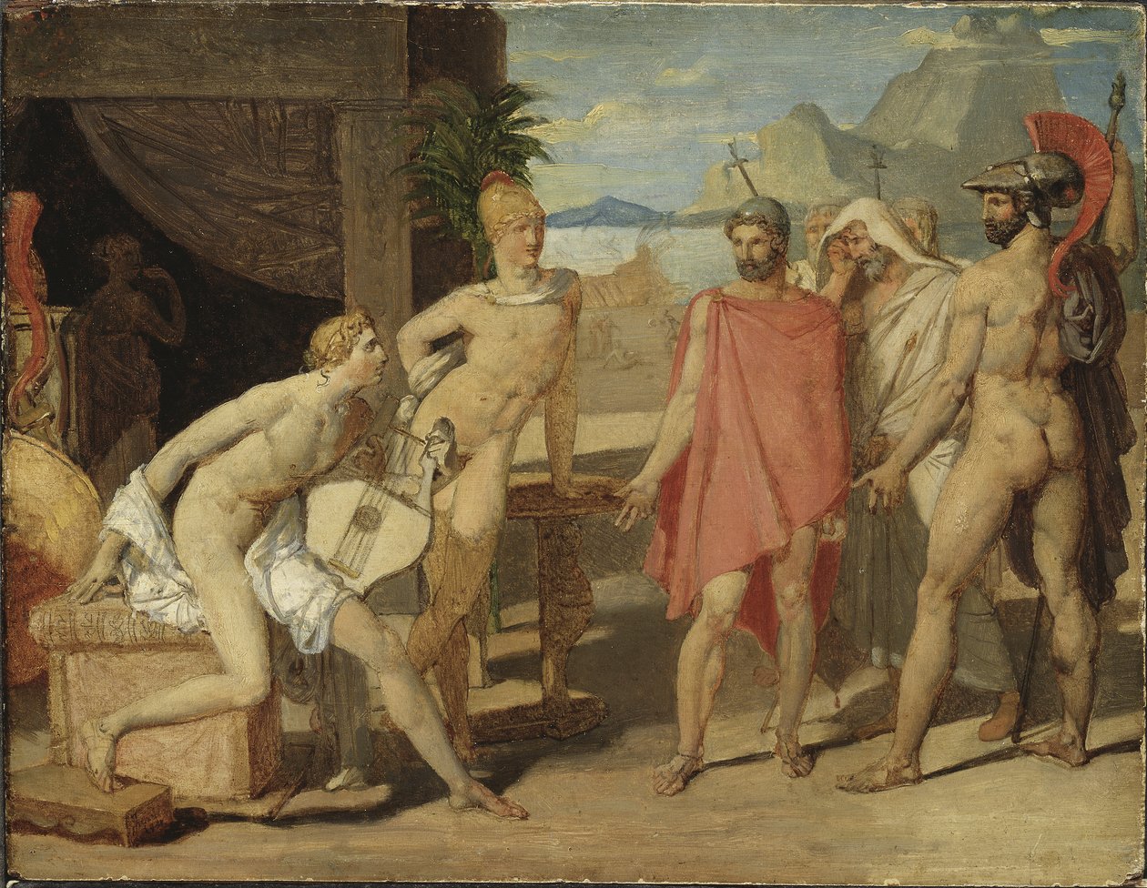 Akilles mottar utsendingene fra Agamemnon i sitt telt, 1801 av Jean Auguste Dominique Ingres