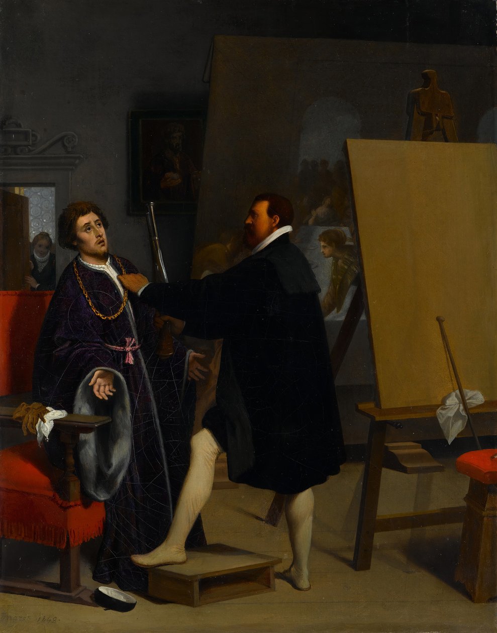 Aretino i studioet til Tintoretto, 1848. av Jean Auguste Dominique Ingres