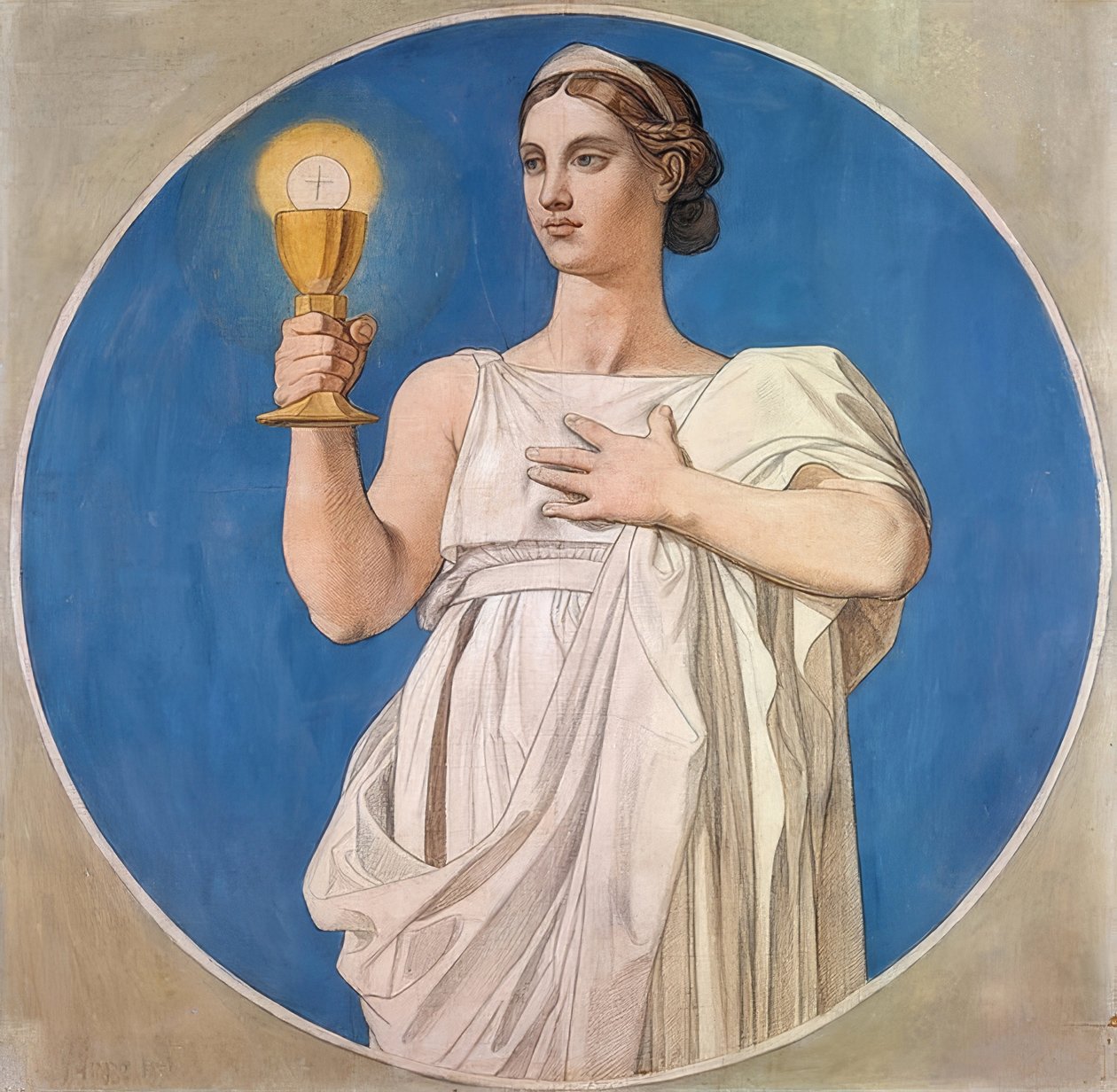 Troen. Pappeske for glassmaleriene i Saint-Ferdinand-kapellet. 1842 av Jean Auguste Dominique Ingres