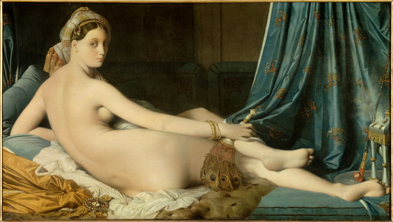 Grande Odalisque-maleri av Jean Auguste Dominique Ingres (1780-1867) 1814 Dim. 0,91 x 1,62 m - Grande Odalisque. Maleri av Dominique Ingres (1780-1867) av Jean Auguste Dominique Ingres