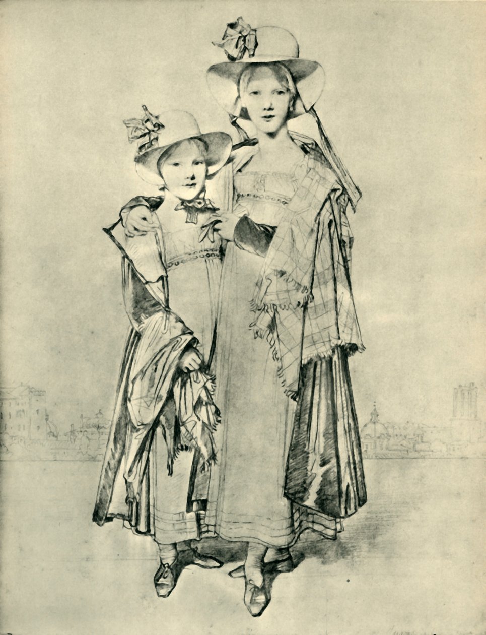 Harriet og Caroline Montagu, Roma, 1815, 1943. av Jean Auguste Dominique Ingres