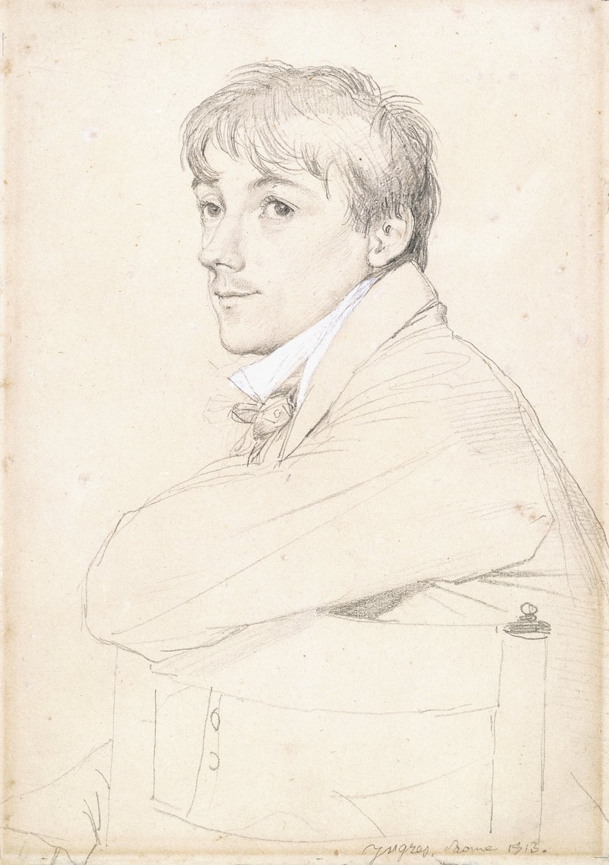 Jean-Louis Provost, sittende og hvilende sin venstre arm på stolryggen, 1813 av Jean Auguste Dominique Ingres