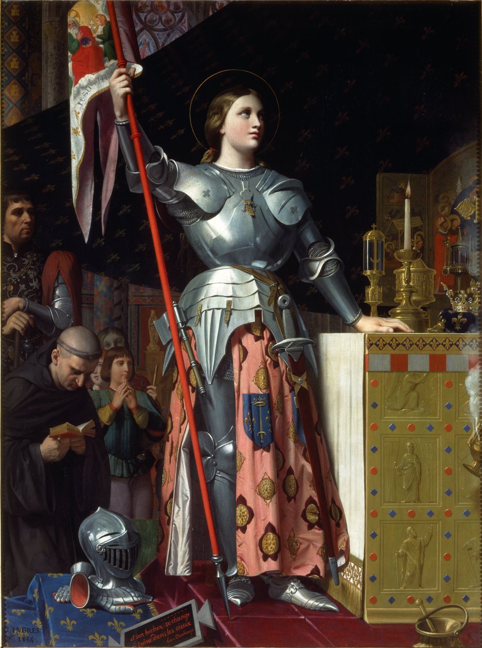 Jeanne d#39;Arc ved kroningen av Karl VII i katedralen i Reims i 1429 av Jean Auguste Dominique Ingres