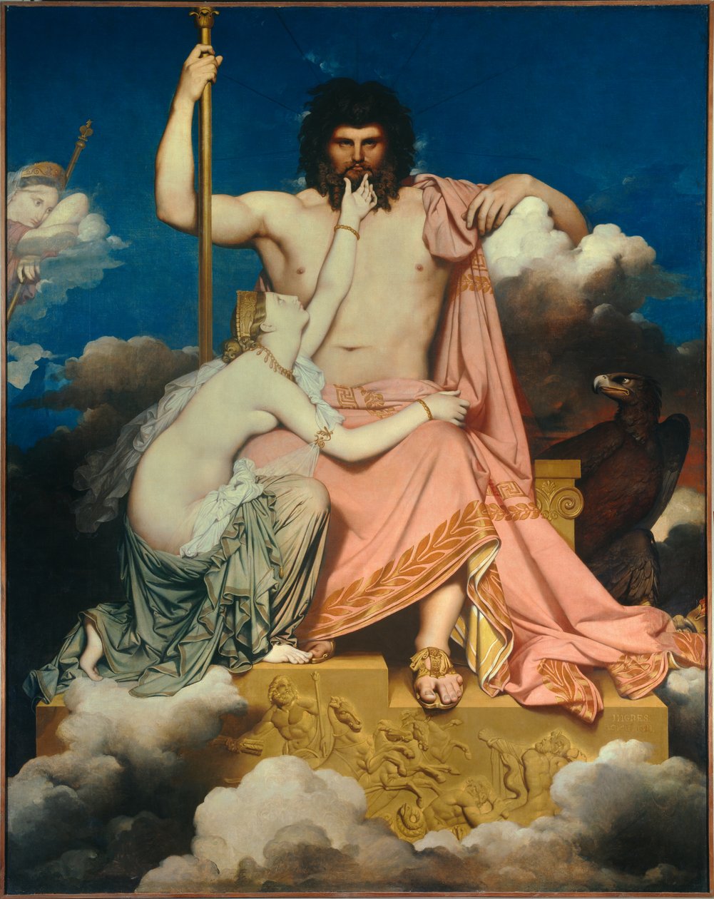 Jupiter og Thetis-maleri av Jean Auguste Dominique Ingres (1780-1867) 1811 Søn. 3,2x2,6 m Aix en Provence, Musee Granet av Jean Auguste Dominique Ingres