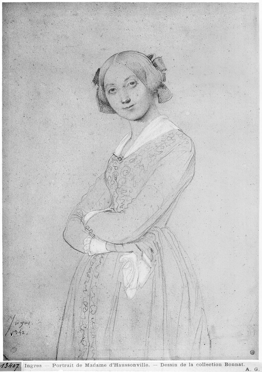 Louise de Broglie, grevinne av Haussonville, 1842 (grafitt og hvite høydepunkter på papir) av Jean Auguste Dominique Ingres