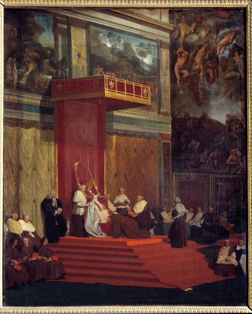 Pave Pius VII (1742 - 1823) pave fra 1800 til 1823 holdt kapell (Det sixtinske kapell i Vatikanet) Maleri av John Augustus Dominique Ingres (1780-1867) av Jean Auguste Dominique Ingres