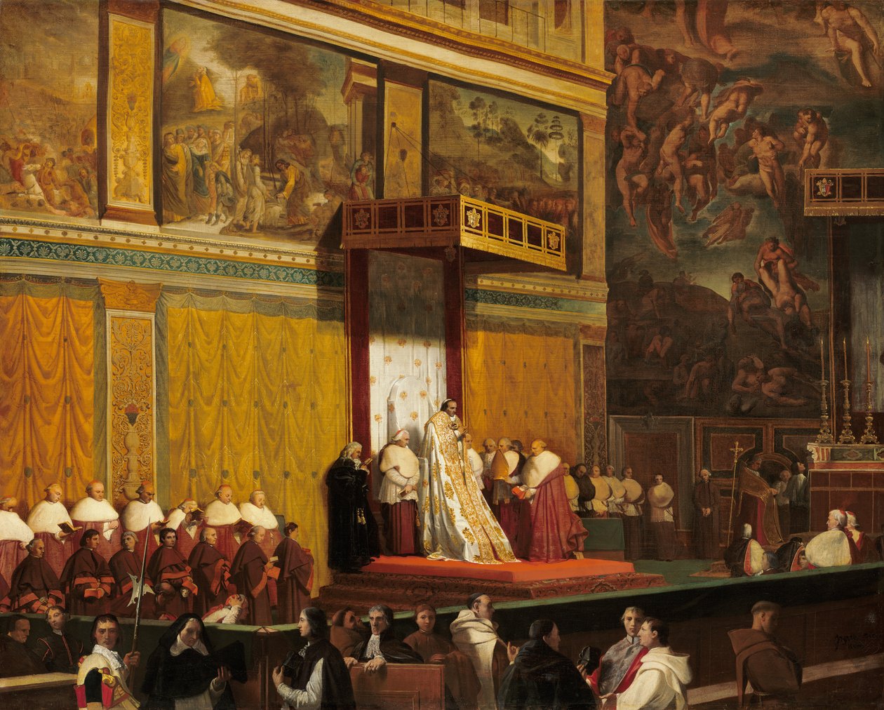 Pave Pius VII i Det sixtinske kapell, 1814 av Jean Auguste Dominique Ingres