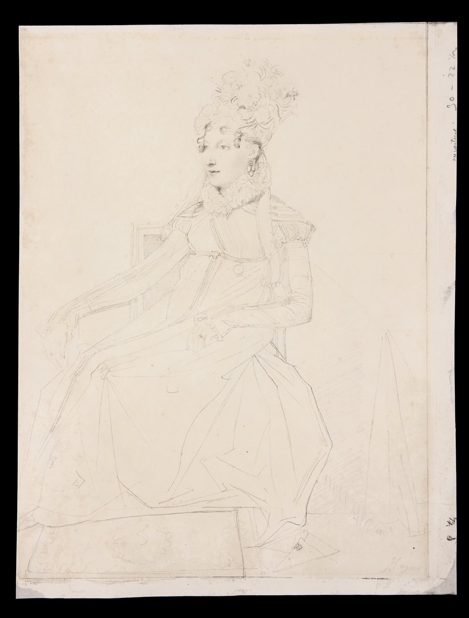 Portrett av dronning Caroline Murat (blyant på papir) av Jean Auguste Dominique Ingres