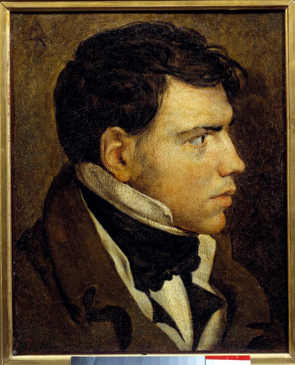 Portrett av en ung mann Maleri av Jean Auguste Dominique Ingres (1780-1867) Søn fra 1800-tallet. 0,39x0,31 m Bayonne, museum Bonnat - Portrett av en ung mann. Maleri av Dominique Ingres (1780-1867) av Jean Auguste Dominique Ingres