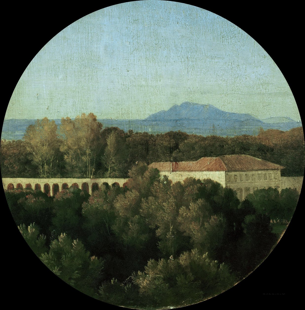 Romersk landskap med akuadukt av Villa Borghese, 1807. av Jean Auguste Dominique Ingres
