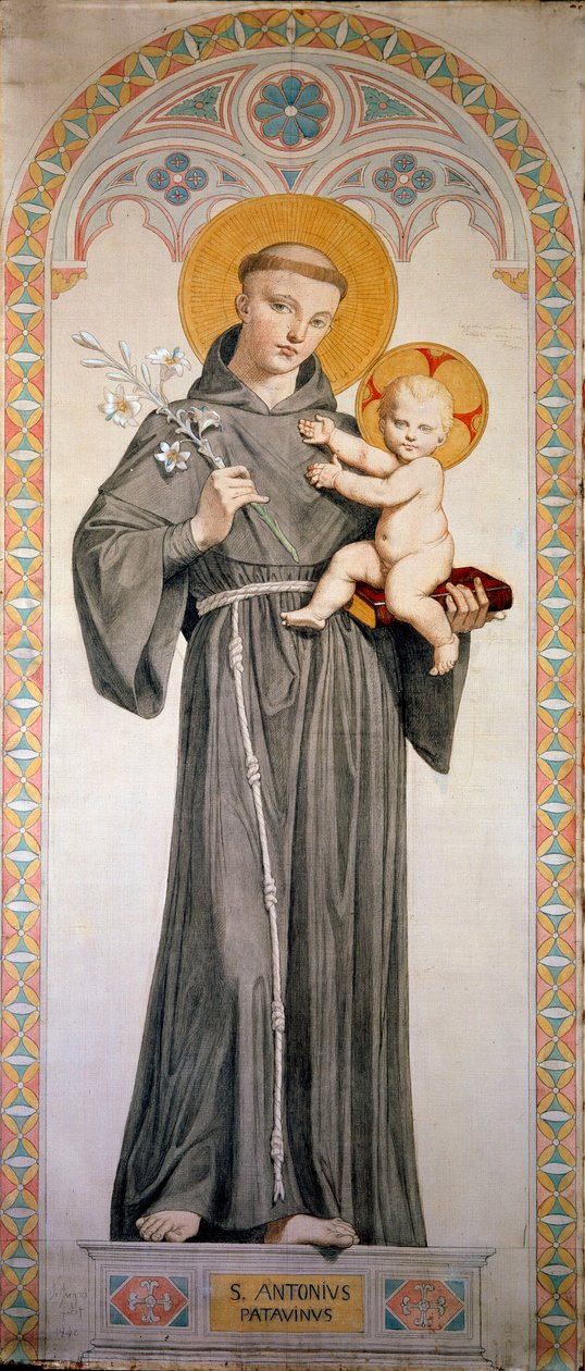 Den hellige Antonius av Padua (San Antonio di Padova). Maleri av Jean Auguste Dominique Ingres (1780-1867) av Jean Auguste Dominique Ingres