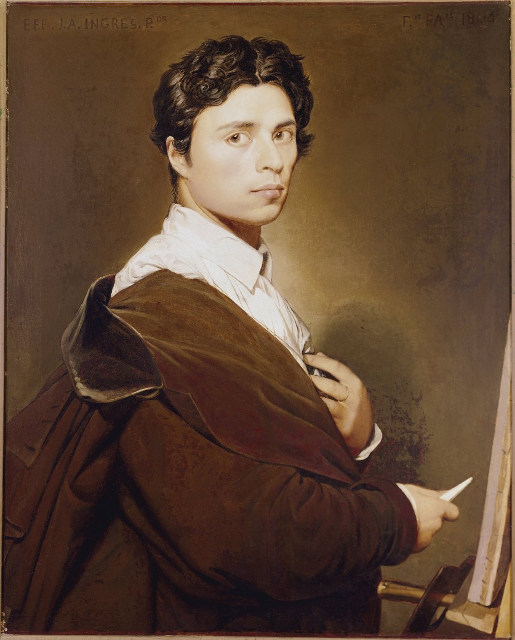 Selvportrett ved 24 år - Maleri av Jean Auguste Dominique Ingres (1780-1867) Olje på lerret av Jean Auguste Dominique Ingres