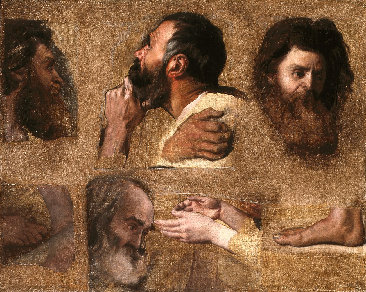 Studies For Jesus Among The Doctors (olje på lerret montert på tre) av Jean Auguste Dominique Ingres