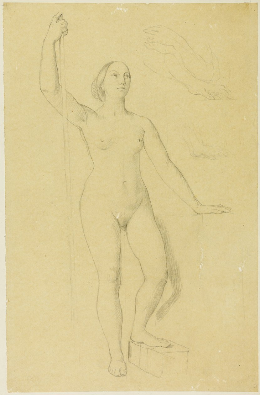 Studie for Joan of Arc, og Sketches of Hands av Jean Auguste Dominique Ingres