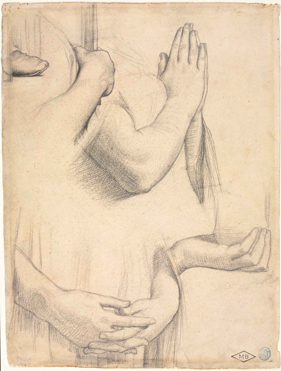 Studie av hender av Jean Auguste Dominique Ingres