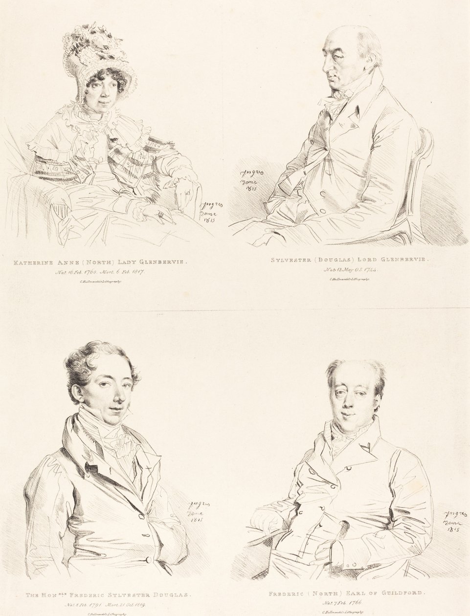 Sylvester (Douglas) Lord Glenbervie; Katherine Anne (Nord) Glenbervie; Frederic (Nord) jarl av Guilford; Frederic Sylvester Douglas av Jean Auguste Dominique Ingres