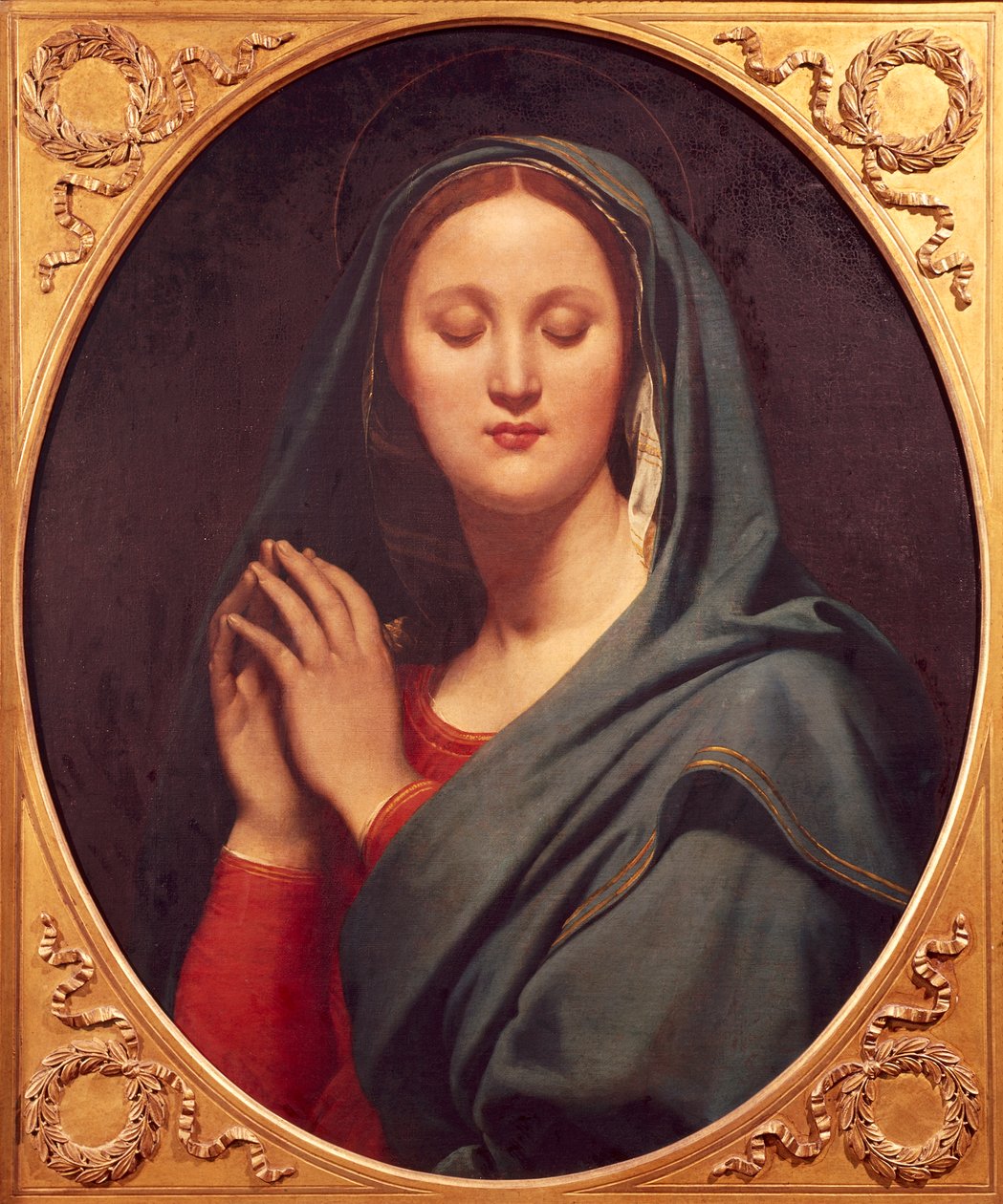 Virgin of Blue Veil av Jean Auguste Dominique Ingres (1780-1867), olje på lerret, 77x65 cm av Jean Auguste Dominique Ingres