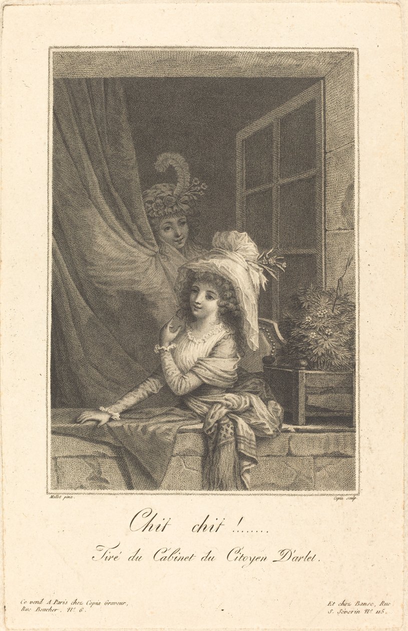 Chit chit!, gravert av Jacques-Louis Copia av Jean Baptiste (after) Mallet