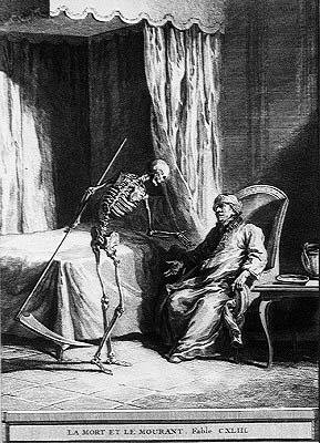 død og døende (gravering av Jean Baptiste (after) Oudry