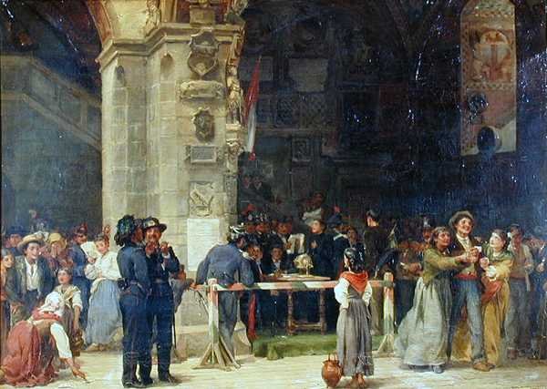 Tegning for militærtjeneste, moderne Italia av Jean Baptiste (circle of) Hilair