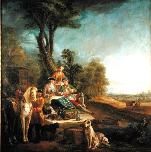 A Hunting Luncheon (olje på lerret) av Jean Baptiste (school of) Oudry