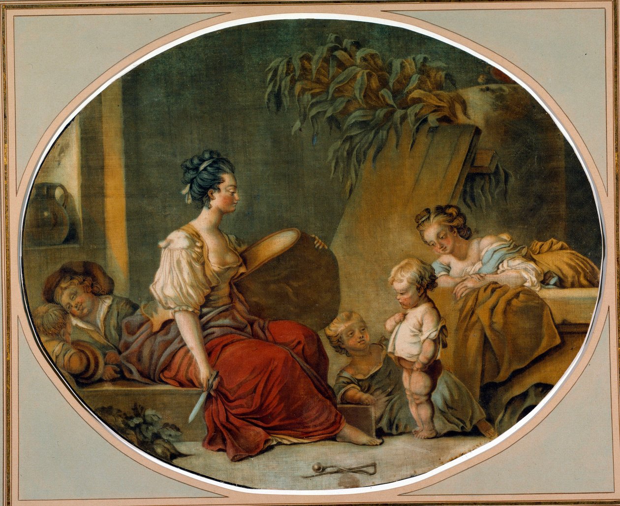 Utdanning: "" På spør vær så snill"" En mor lærer barnet sitt de riktige måtene. trykk av Gautier Dagoty av Jean Baptiste André Gautier Dagoty