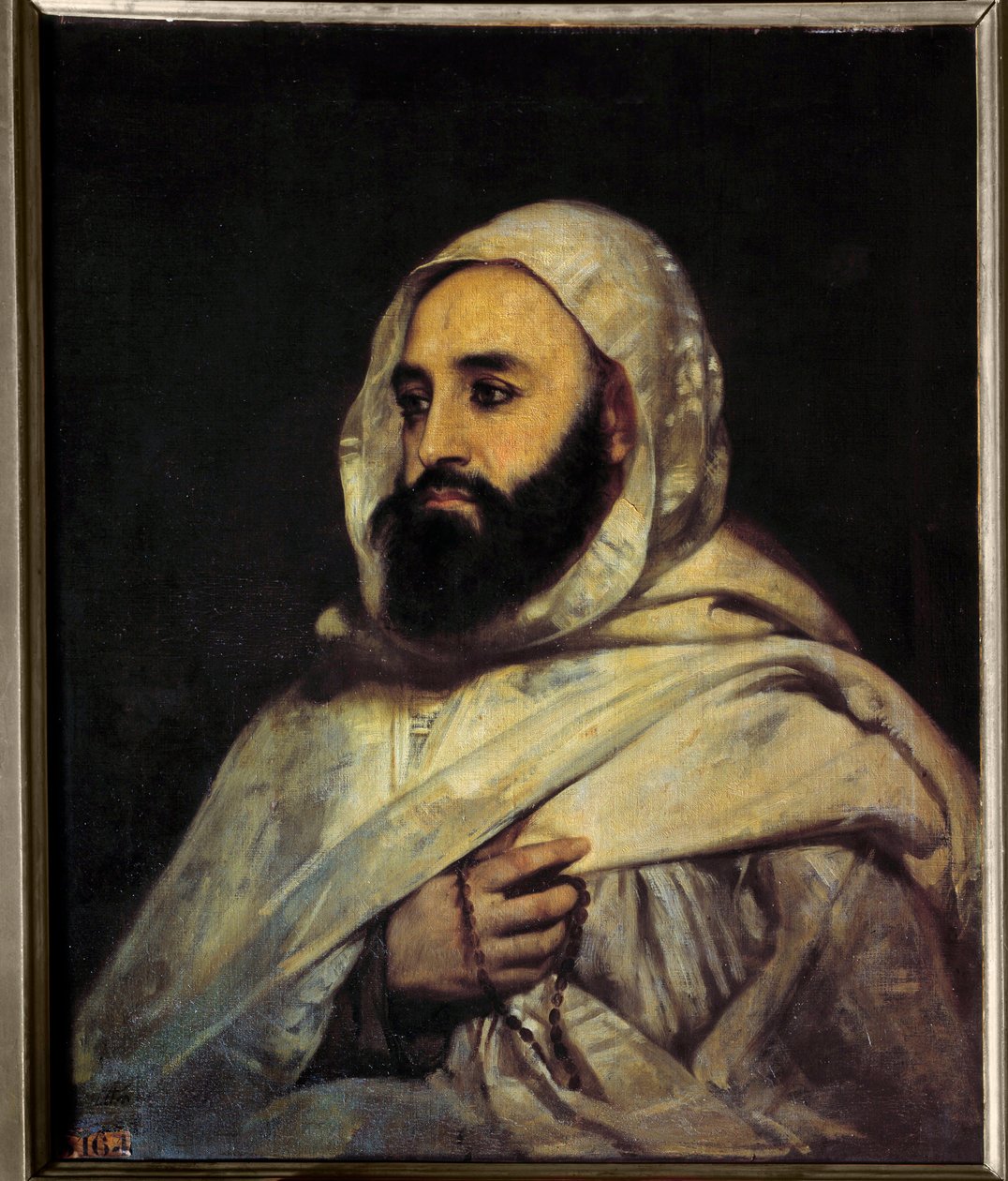 Portrett av Ben Mahi Ed Din Abd El Kader (Abd El-Kader) (1808 - 1883) Algerian Emir (hs/t 0,72 x 0,59) maleri av Angel Tissier (1814 - 1876) Versailles. Slottsmuseet. av Jean Baptiste Ange Tissier
