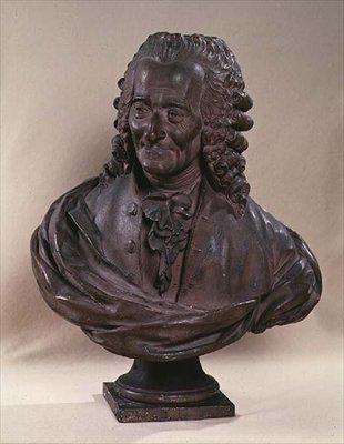 Byste av Voltaire (1694–1778) av Jean Baptiste Antoine Cadet de Beaupre