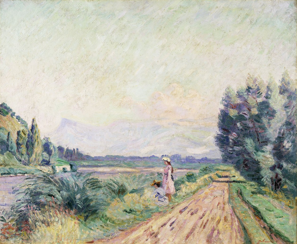 bredden av Isere ved Pontcharra; Bords de l"Isere a Pontcharra, 1901 av Jean Baptiste Armand Guillaumin