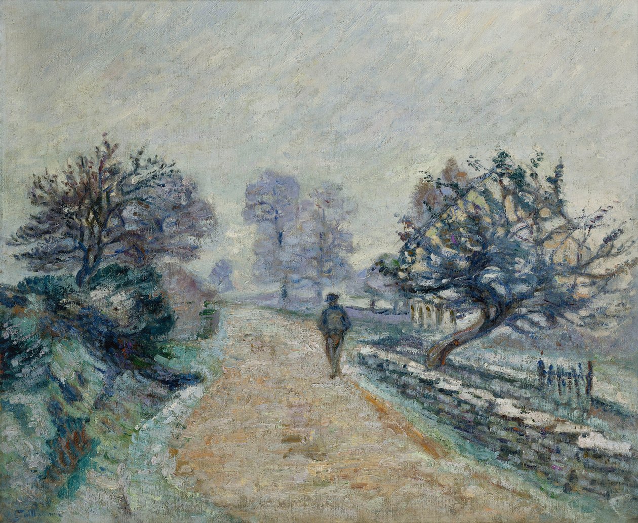 Crozard Road, Little Fog and Frost; Route de Crozard, Little Fog and White Jelly, 1910 av Jean Baptiste Armand Guillaumin