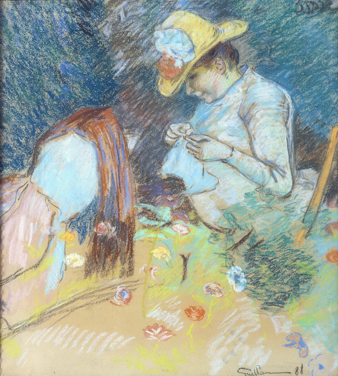 Madame Guillaumin Sewing, 1888 (pastell på papir) av Jean Baptiste Armand Guillaumin