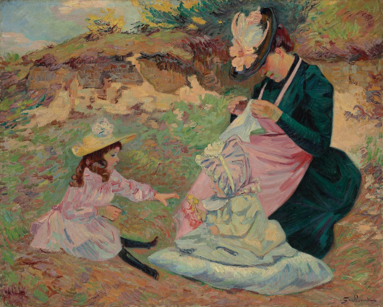 Madame Guillaumin og hennes døtre; Madame Guillaumin og hennes døtre, ca. 1892 av Jean Baptiste Armand Guillaumin