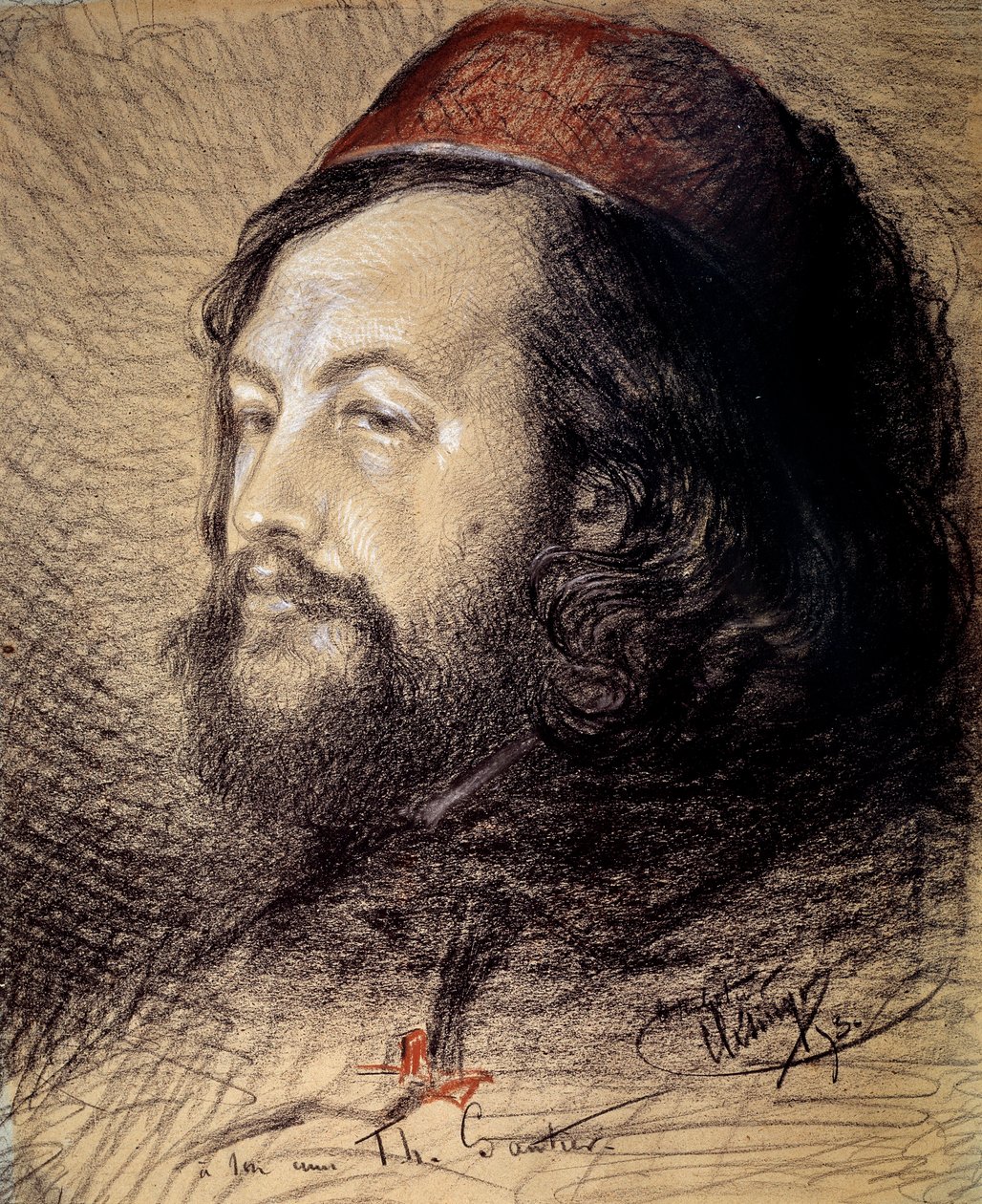 Portrett av Theophile Gautier (1811-1872) Kull- og pastelltegning av Auguste Clesinger (1814-1883) 1851 Søn. 0,77x0,65 m Versailles, musee du chateau av Jean Baptiste Auguste Clesinger