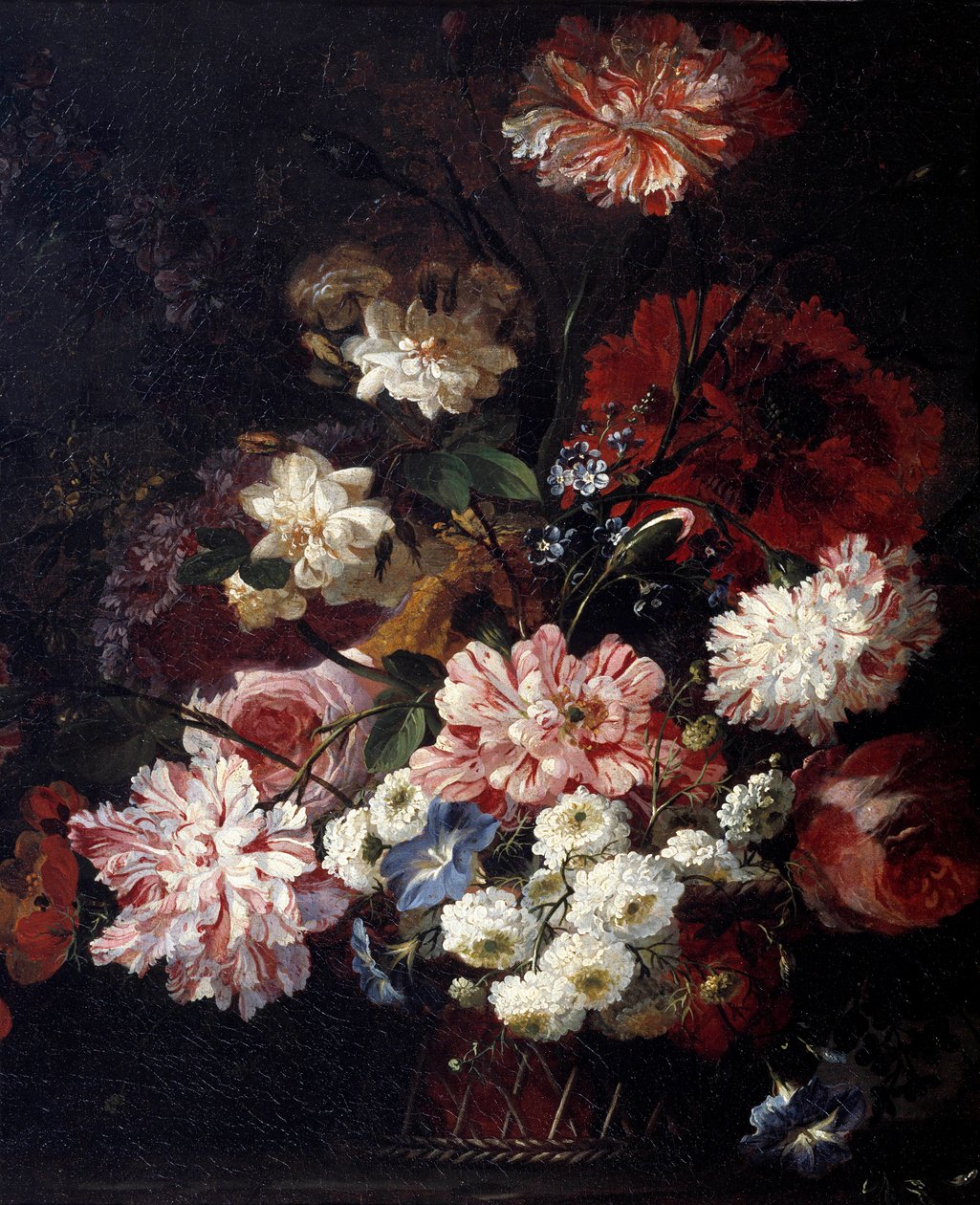 Kurv med blomster på et bord Maleri av Jean Blin (eller Blain eller Belin) av Fontenay (1653-1715) 1600-tallet Søn. 0,46x0,55 m av Jean Baptiste Belin de Fontenay