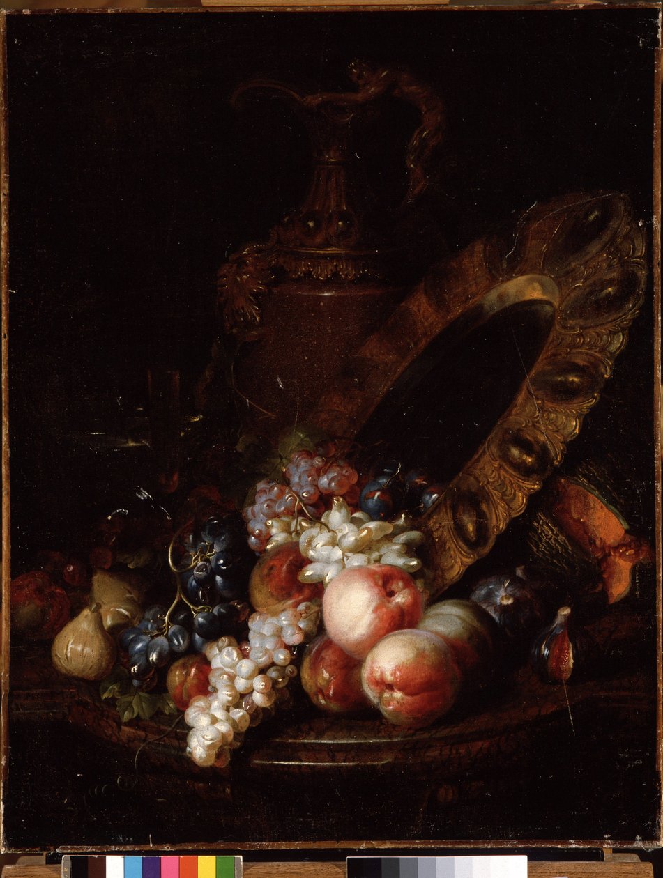 Stilleben med frukt og dyrebare gjenstander (olje på lerret) av Jean Baptiste Belin de Fontenay