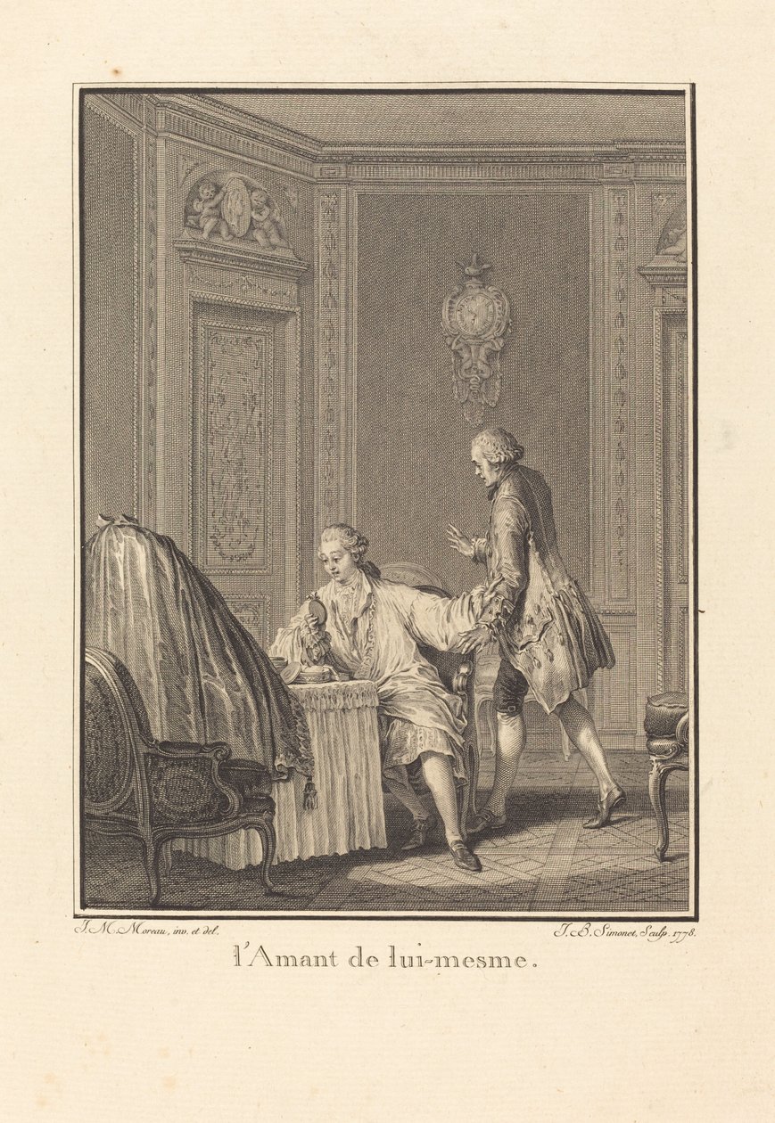 Elskeren av seg selv av Jean Baptiste Blaise Simonet after Jean Michel Moreau