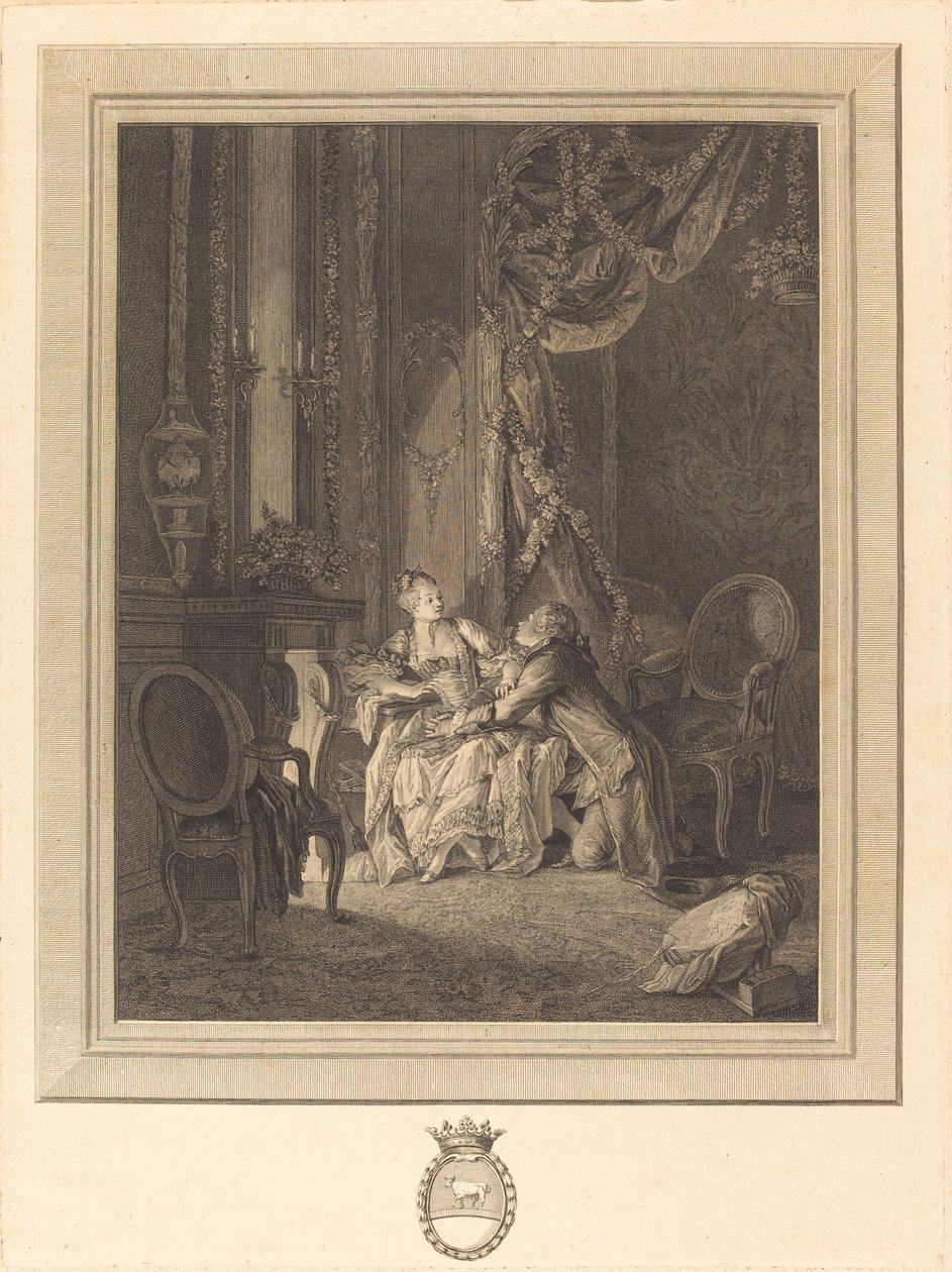 Faren for tete-a-tete av Jean Baptiste Blaise Simonet after Pierre Antoine Baudouin