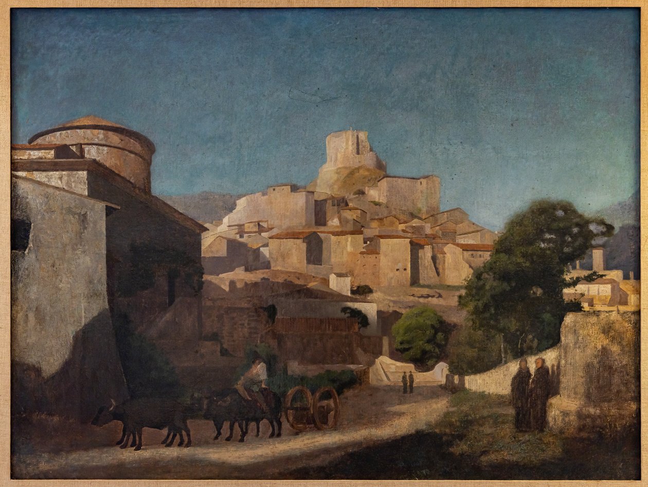 Landsby i Lazio (olje på lerret) av Jean Baptiste Camille (attr.to) Corot