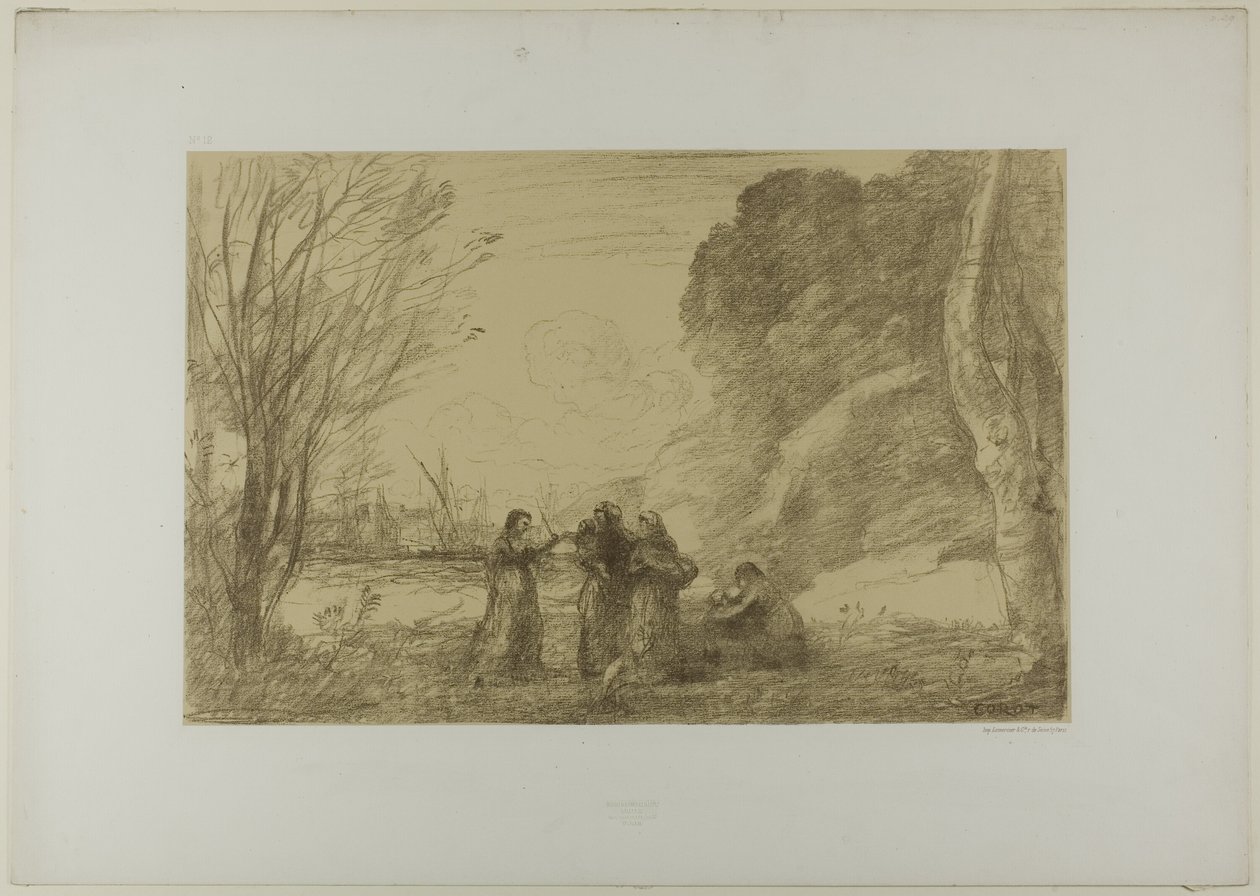 En familie på Terracina av Jean Baptiste Camille Corot