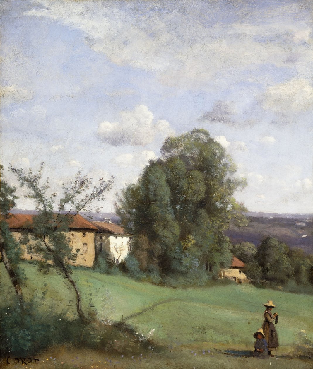 En gård i Dardagny; A Dardagny Farm, ca. 1855-57 av Jean Baptiste Camille Corot