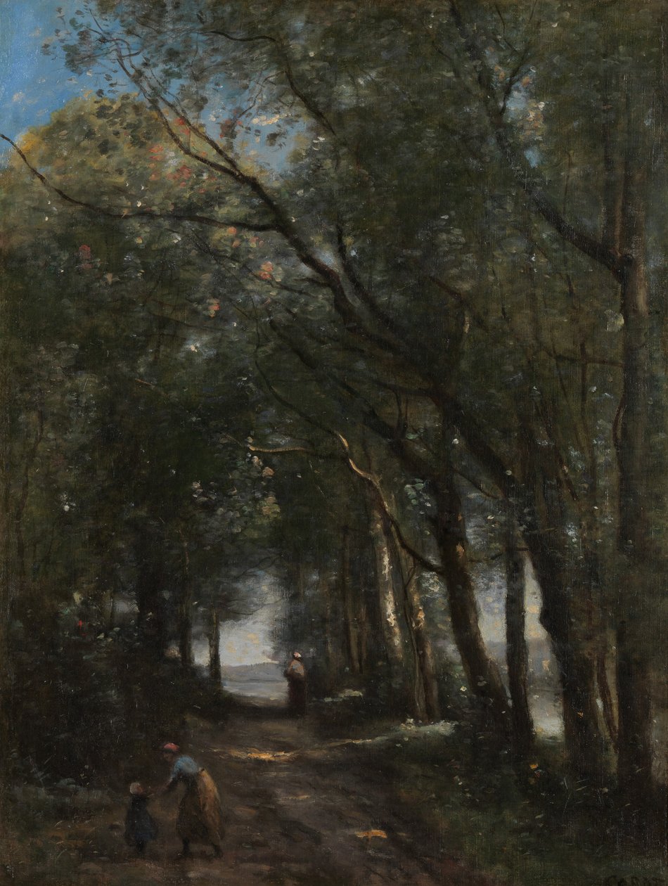 En bane gjennom trærne, ca. 1870-73. av Jean Baptiste Camille Corot