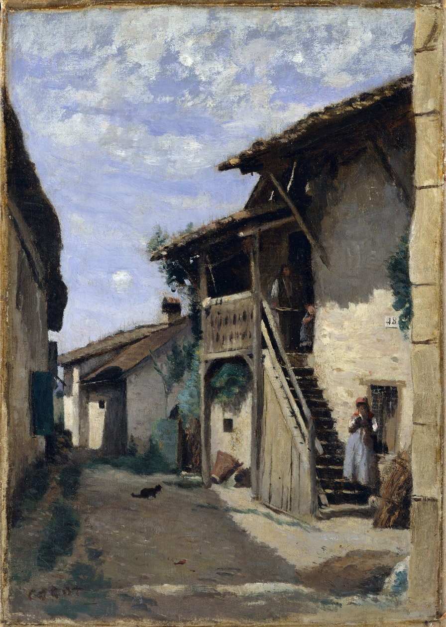 En landsbygate: Dardagny, 1852, 1857 eller 1863. av Jean Baptiste Camille Corot