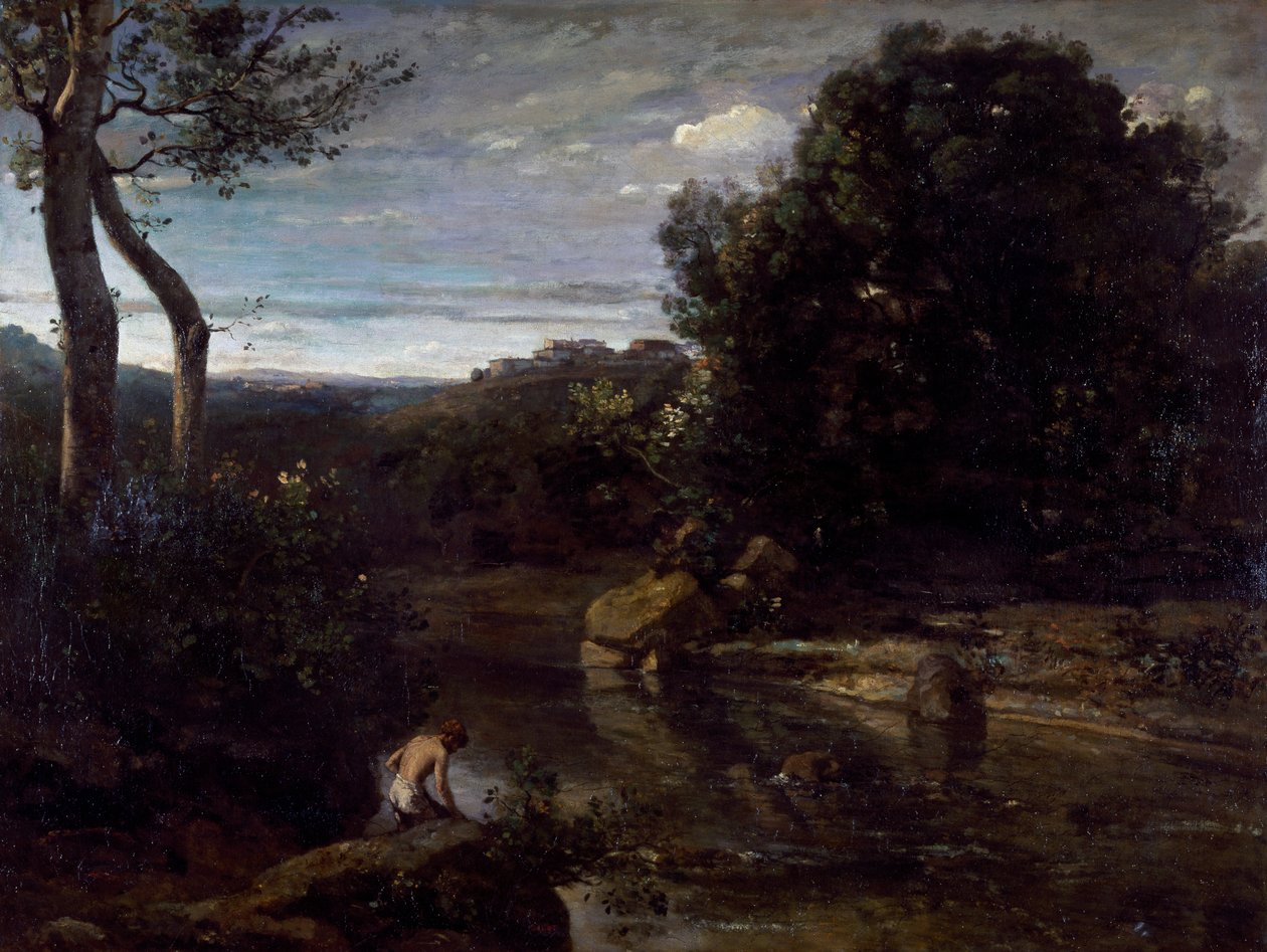 En pastor som bader, av Jean-Baptiste-Camille Corot (1796-1875). av Jean Baptiste Camille Corot