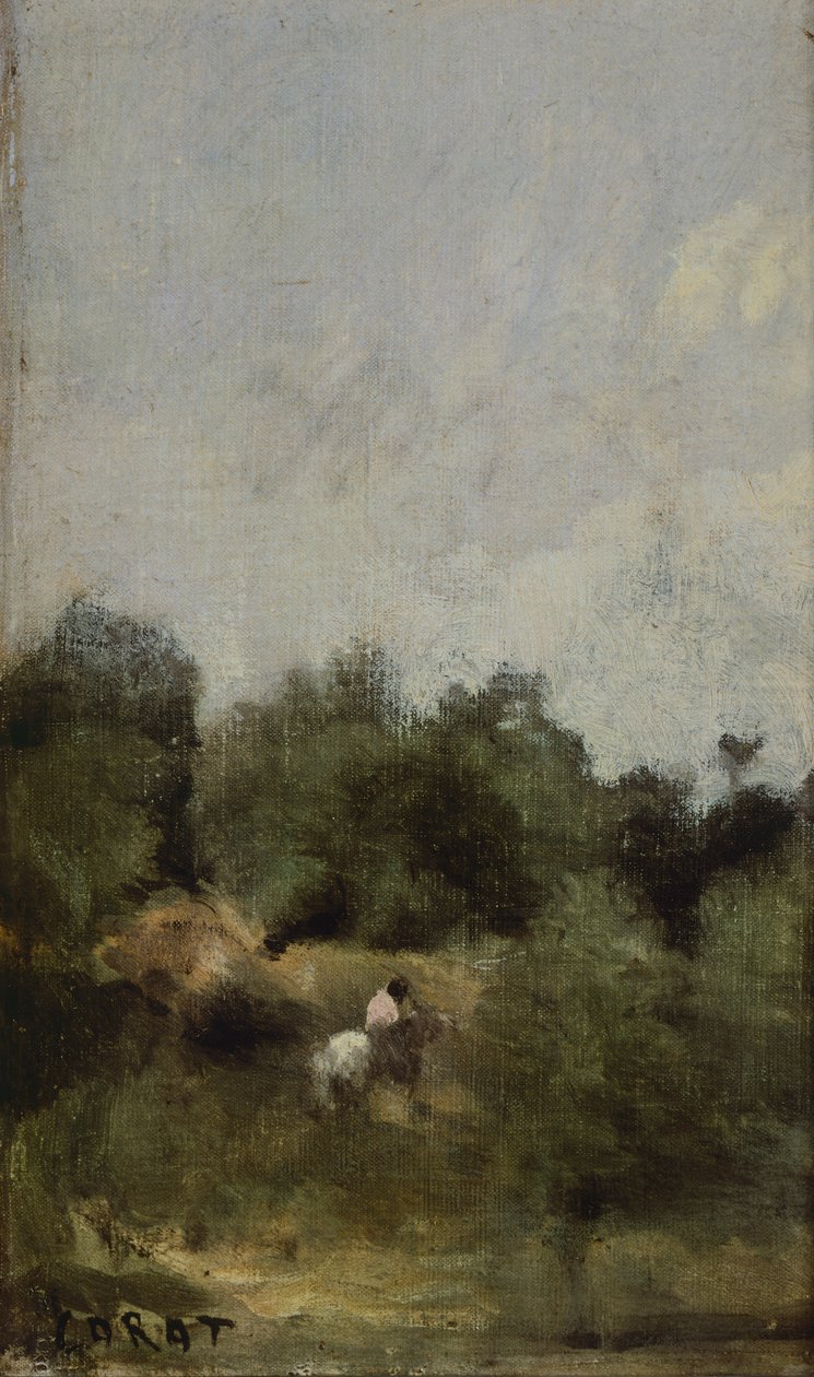 En rytter på landet, av Jean-Baptiste-Camille Corot (1796-1875). av Jean Baptiste Camille Corot