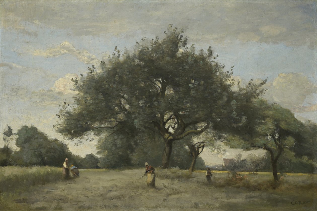 Epletrær på en åker, ca. 1865?-70 av Jean Baptiste Camille Corot