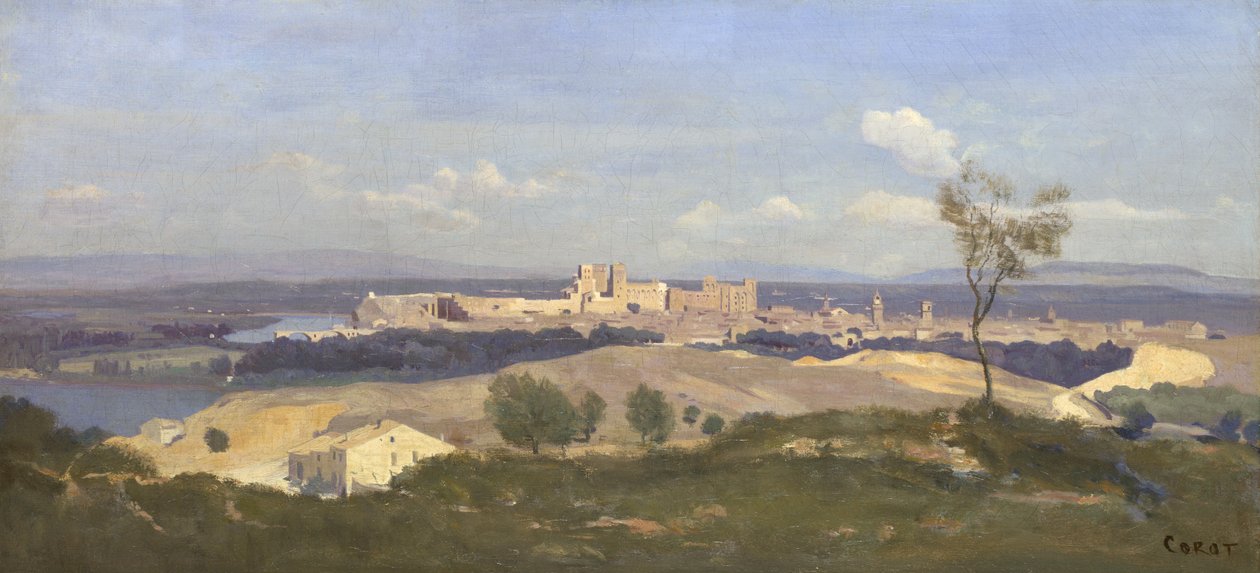 Avignon fra Vesten, 1836 av Jean Baptiste Camille Corot