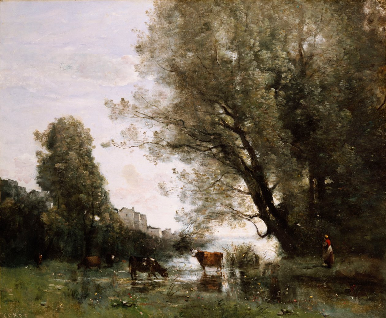 Banks of a Pond i Normandie av Jean Baptiste Camille Corot